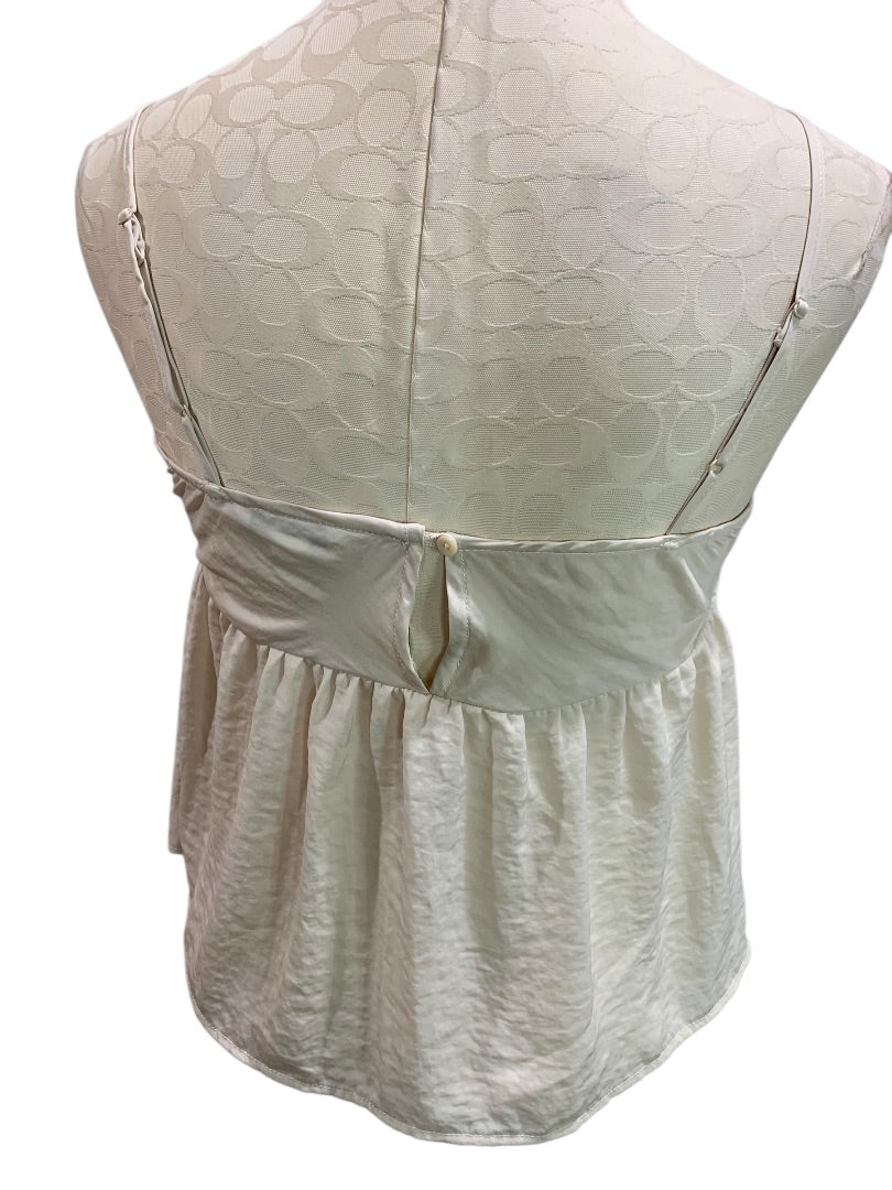 Small American Eagle Tan Shirt Spaghetti Strap Peplum Fitted Bodice