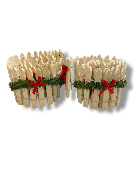 Set of 2 Christmas Village Picket Fence 23.5" x 2" Lemax Dept 56 Holiday Time