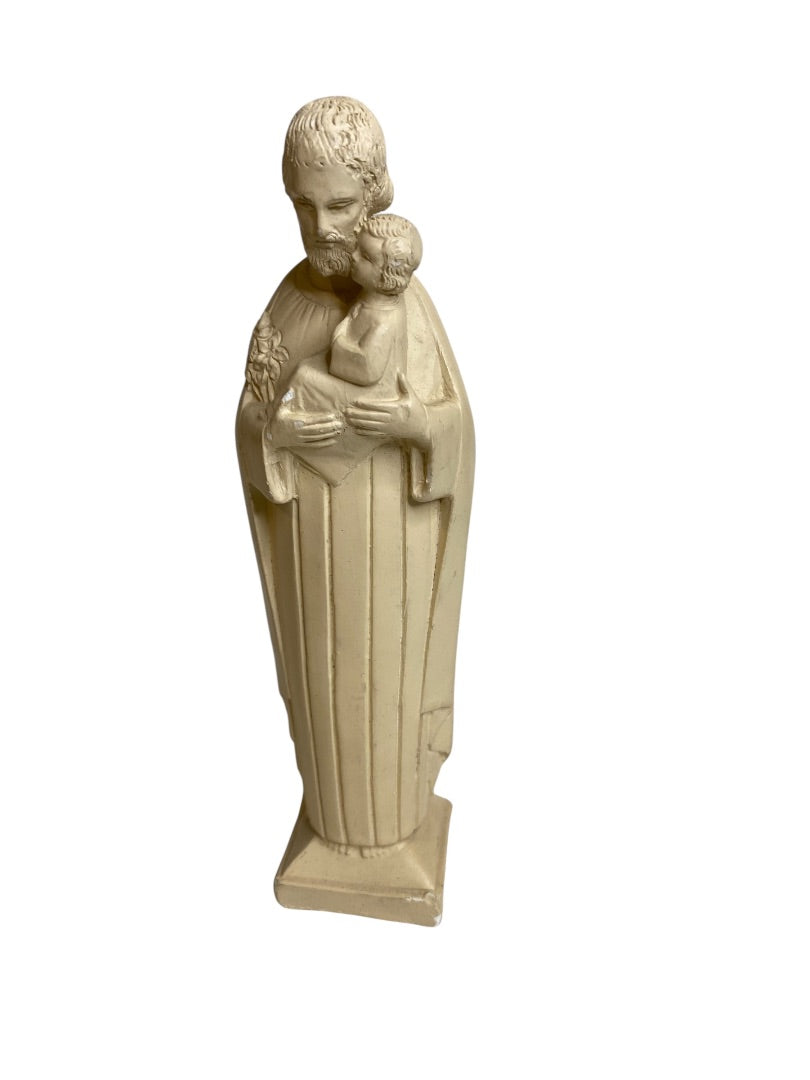 Vintage Plaster Figure Joseph and Baby Jesus 6.75" Figurine Religious
