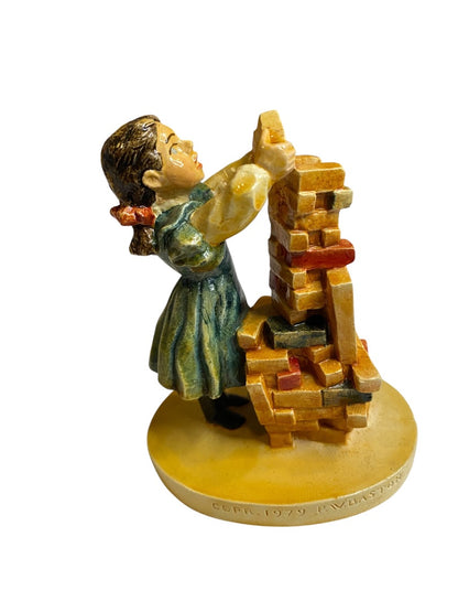 1979 Sebastian Miniatures Figurine Signed Numbered Building Days Girl 3.5"