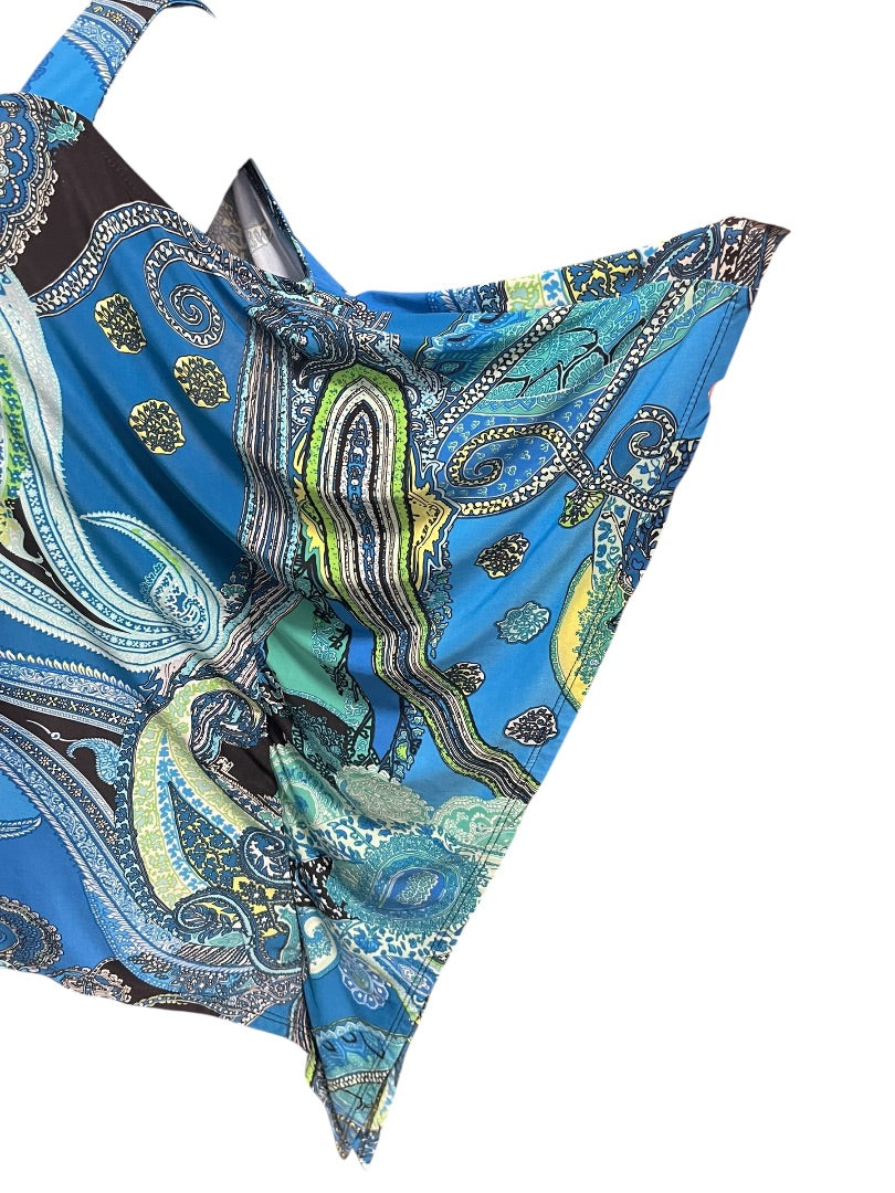 Medium Ariella Floral Cold Shoulder Womens Top Blue Green