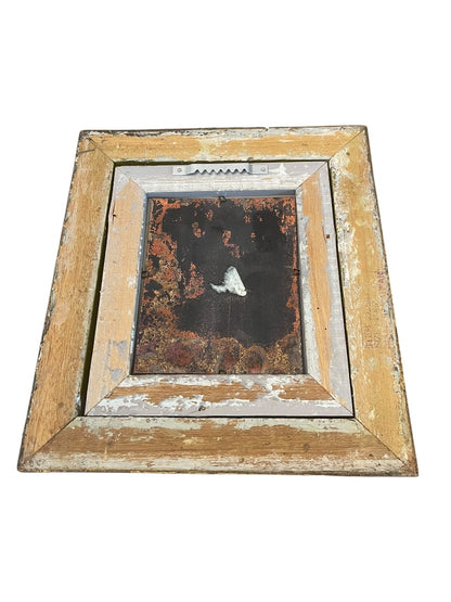 Vintage Louis Cardin Original Enamel on Copper Painting Mother Child 8.5" x 9.5"