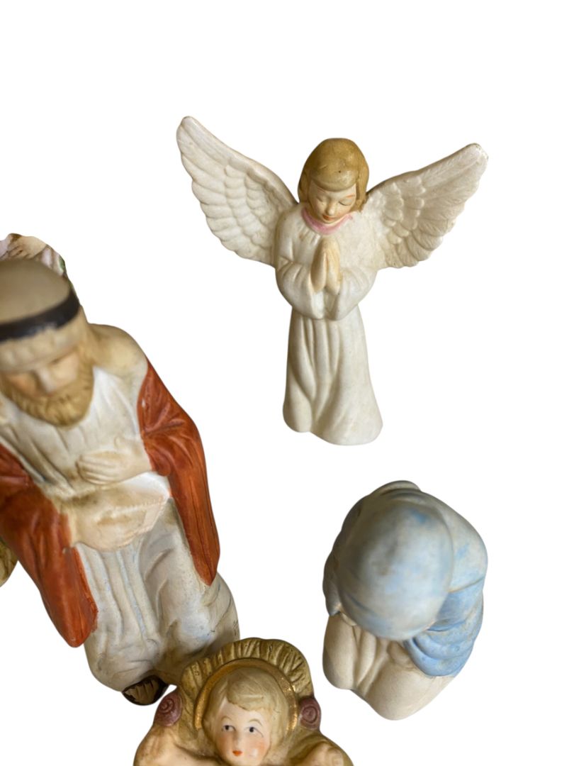 Vintage 10 Piece Ceramic Nativity Set Wise Men Sheep Jesus