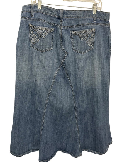 Size 16W Mwah Jeans Denim Skirt Midi Y2K Embellished Pockets