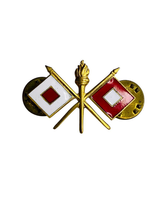 Vintage US Army Signal Officer Collar or Lapel Pin Goldtone 1"