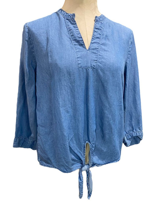 Small Harper Heritage Womens Soft Lightweight Denim Blouse Shirt Tie Front