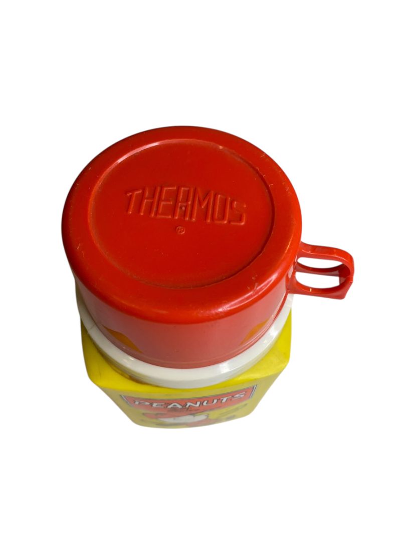 Vintage Thermos Peanuts Charlie Brown Baseball 8 oz Yellow Insulated