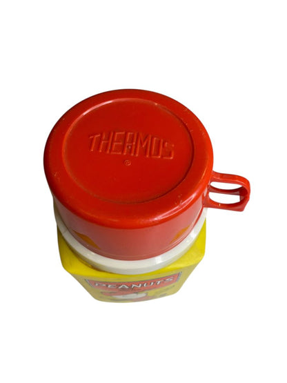 Vintage Thermos Peanuts Charlie Brown Baseball 8 oz Yellow Insulated