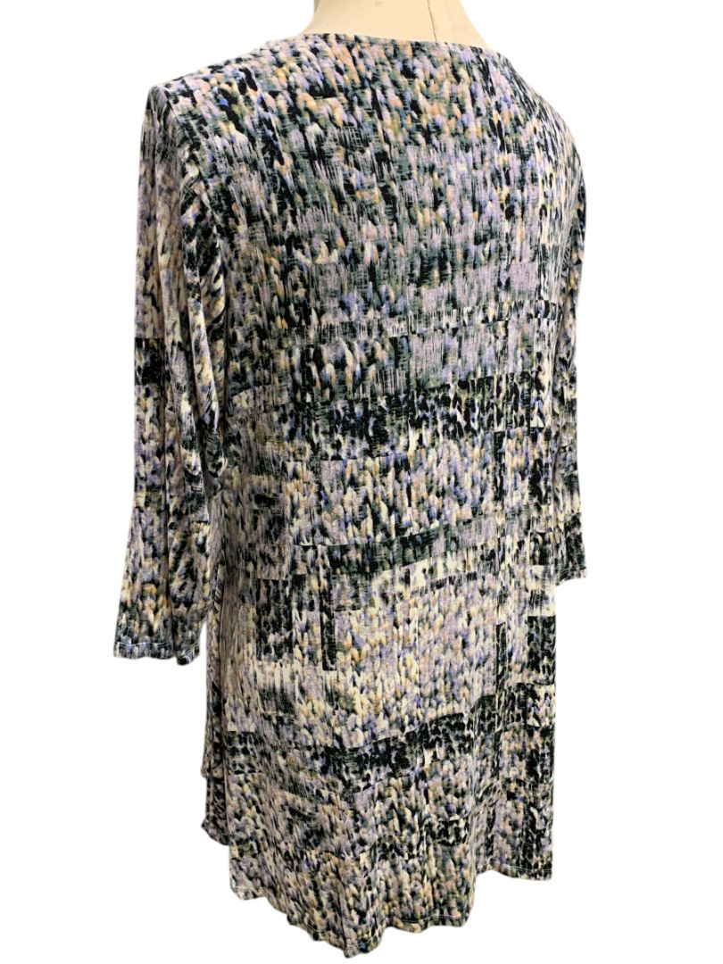 Size 1X Rose & Olive Womens Print Scoop Neck Tunic 3/4 Sleeve