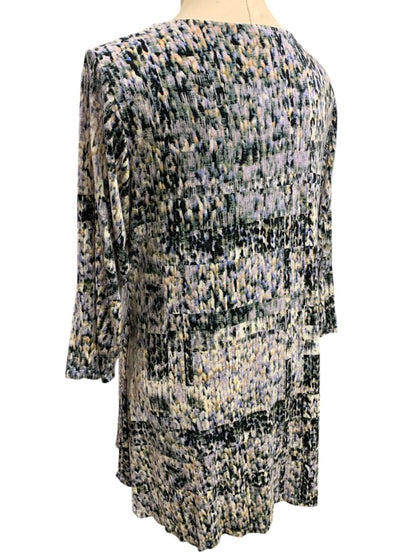 Size 1X Rose & Olive Womens Print Scoop Neck Tunic 3/4 Sleeve
