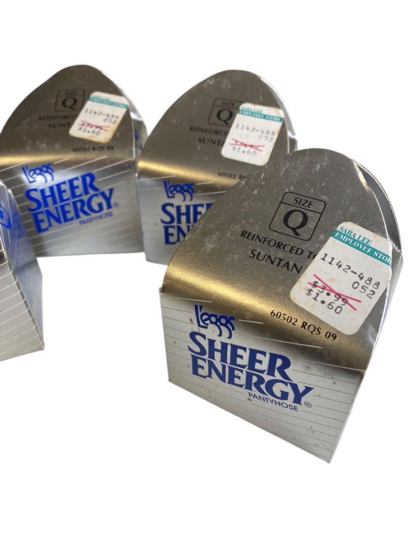 4 Pairs L'eggs Pantyhose Size Q Sheer Energy Regular Suntan 60502 RQS Vintage 1992