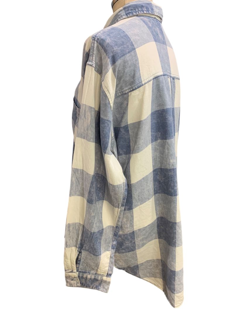 XL Berkley Jensen Womens Blue White Casual Button Up Shirt