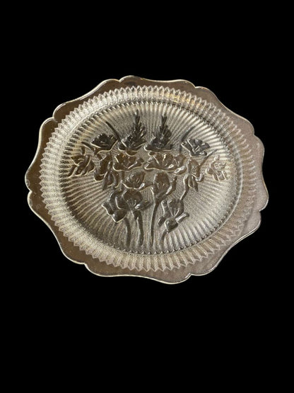 Vintage Jeanette Clear Glass Iris and Herringbone Plate 8"