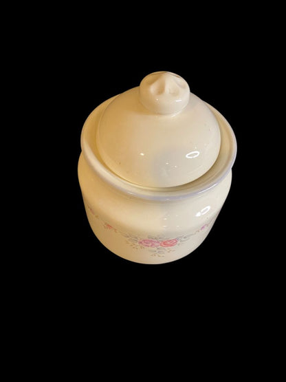 Vintage Pfaltzgraff Trousseau Lidded Sugar Bowl Ivory Floral