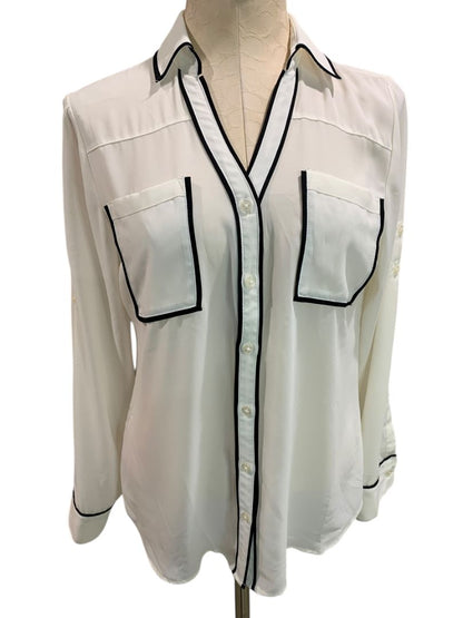 Size Medium Express Womens The Portofino Shirt Sheer Ivory Blouse