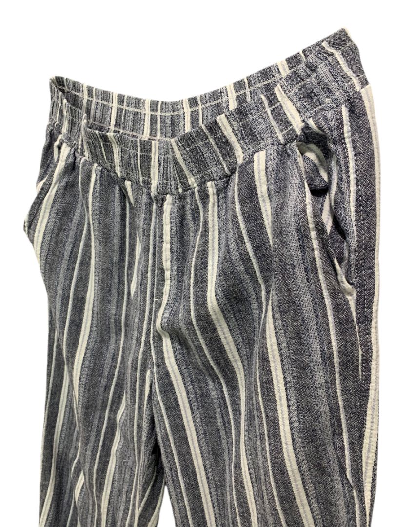 Size Large Briggs Womens Linen Blend Striped Pull On Pants Pockets