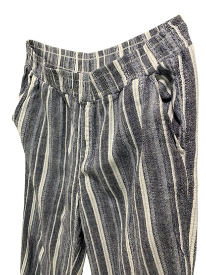 Size Large Briggs Womens Linen Blend Striped Pull On Pants Pockets