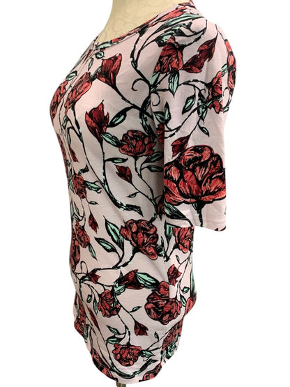 Size Small LulaRoe Womens Rose Print Tshirt Short Sleeve