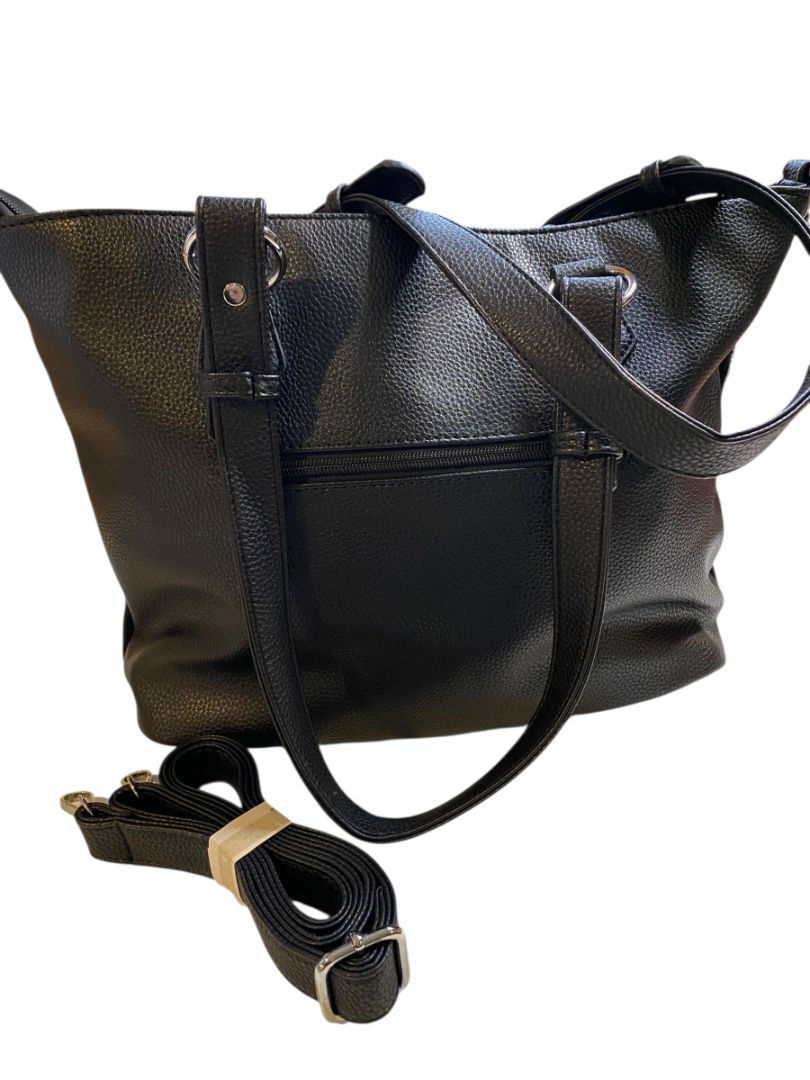 New Black Handbag Tote Rhinestone Bling Detachable Shoulder Strap