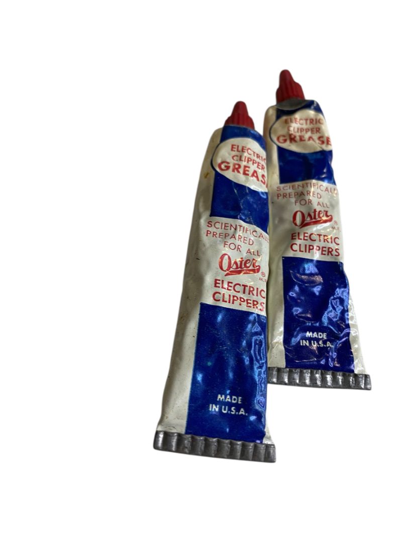 Vintage Oster Set of two Tubes Electric Hair Clipper Grease Lubricant USA