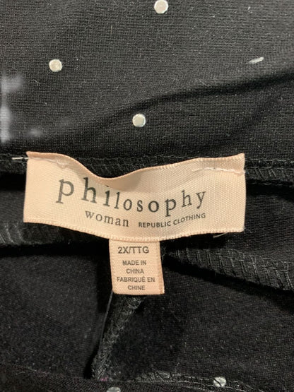 Size 2X Philosophy Womens New Ponte Knit Leggings Black Silver Dots