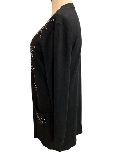 Size XL Seven Manor Womens New Black Embellished Cardigan Sweater Holiday
