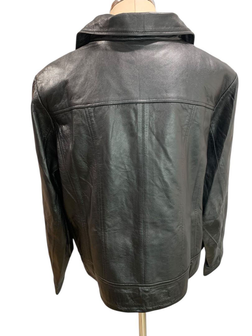 Size 22W Jessica London Womens Black Leather Moto Jacket