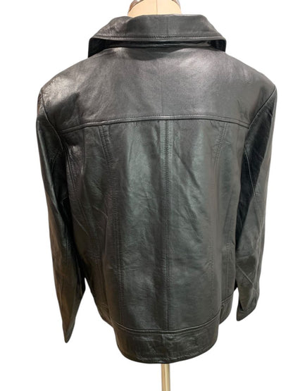 Size 22W Jessica London Womens Black Leather Moto Jacket