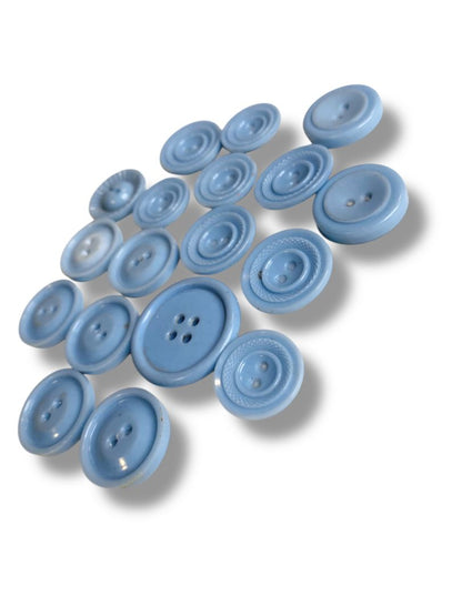 Lot of 18 Midcentury Buttons Plastic Assorted Light Blue