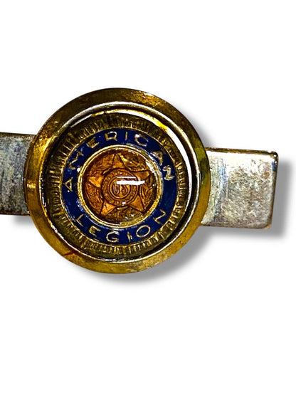 Vintage American Legion Tie Clip Bar Silvertone and Goldtone 1.5"
