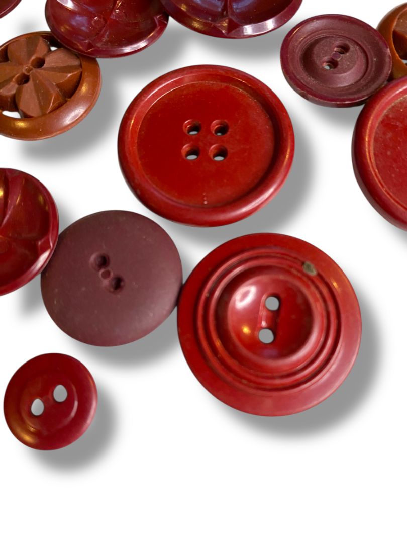 Lot of 36 Midcentury Buttons Assorted Burgundy Brown Styles Craft Sew