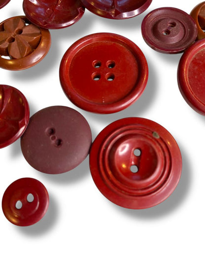Lot of 36 Midcentury Buttons Assorted Burgundy Brown Styles Craft Sew