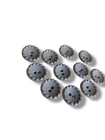 Set of 11 Midcentury Gray Plastic Buttons Twist Border Craft Sew .8" Diameter