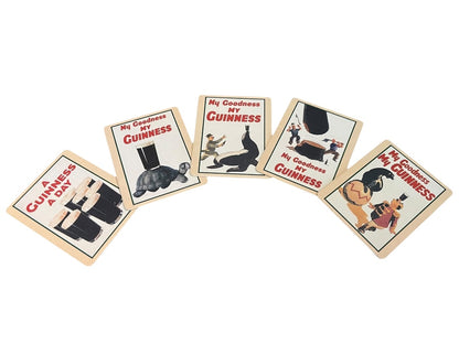 Set of 15 Guinness Cardboard Double Sided Coasters Vintage Advertisements 4.5" x 3.5"