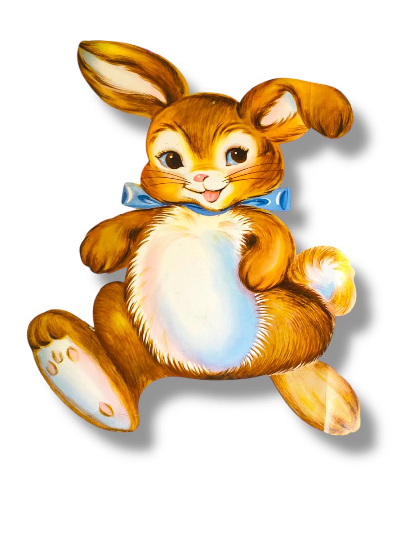 Vintage Bunny Rabbit Diecut  16" Blue Tie Cute Easter