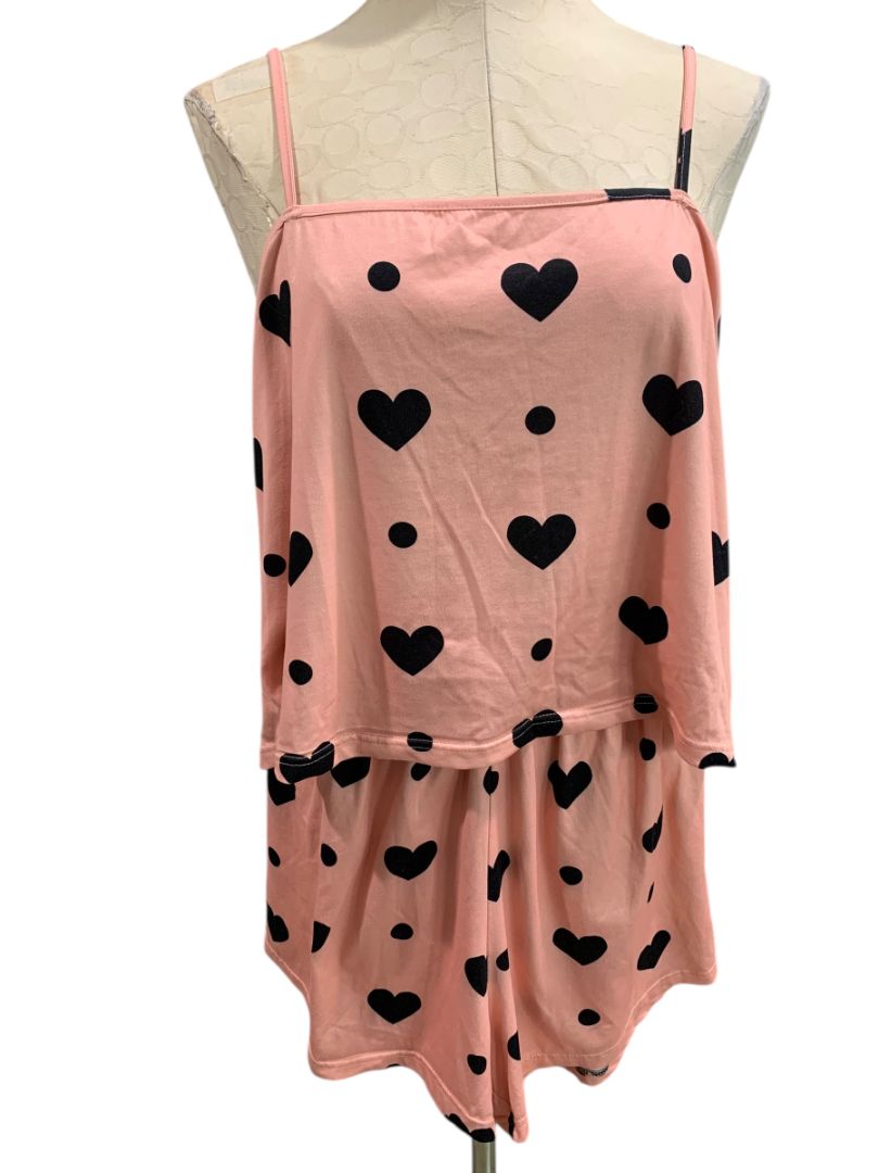 Size 4X Womens Soft Pajama Set Shorts Tank Pink Hearts