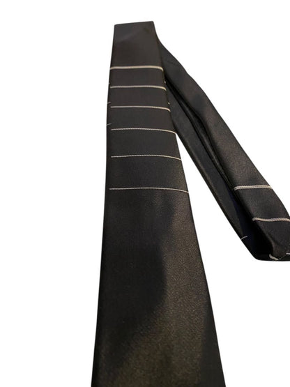 Vintage 1950/60’s Beau Brummel Black Skinny Tie With Thin Horizontal Stripes