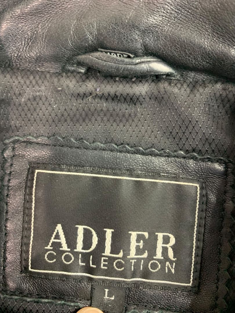 Large Adler Collection Womens Black Lamb Skin Zip Up Coat Jacket