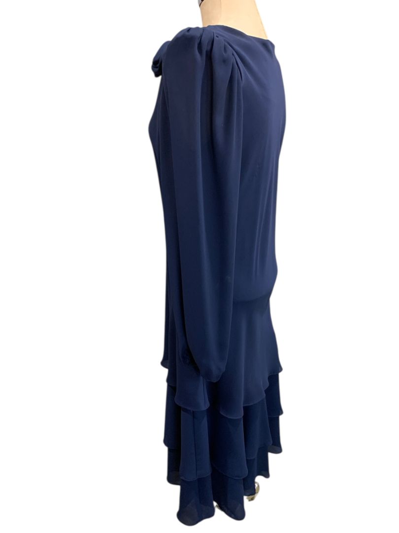 Medium After Dark Vintage Navy Blue Dress Shoulder Pads Rosette