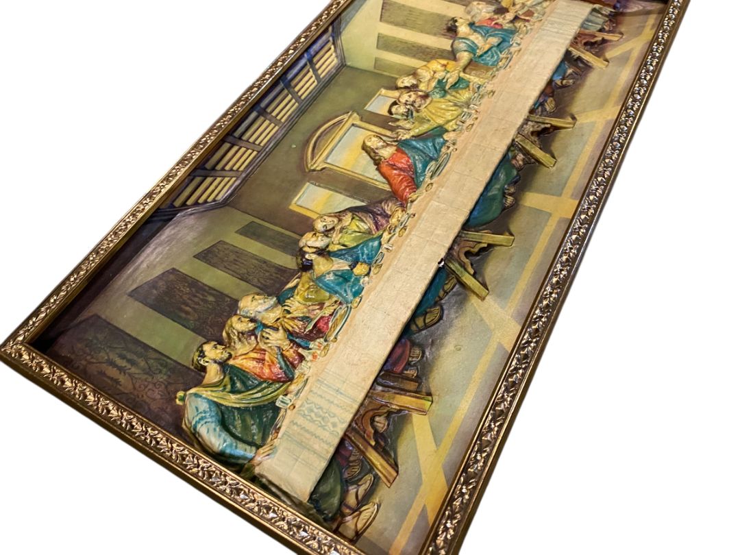 MidCentury 3D Plastic Color Last Supper 8x15” Intercraft USA Kitsch
