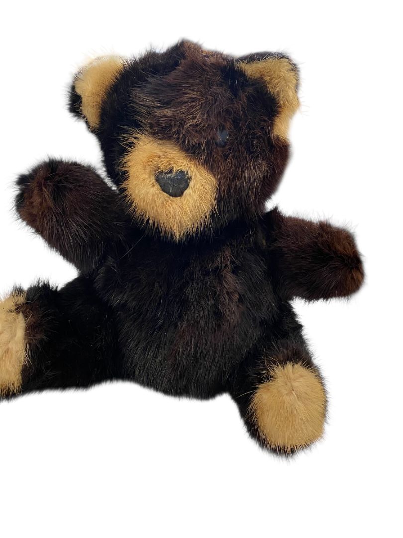 Vintage Mink Fur Teddy Bear Plush Stuffed Animal 9"