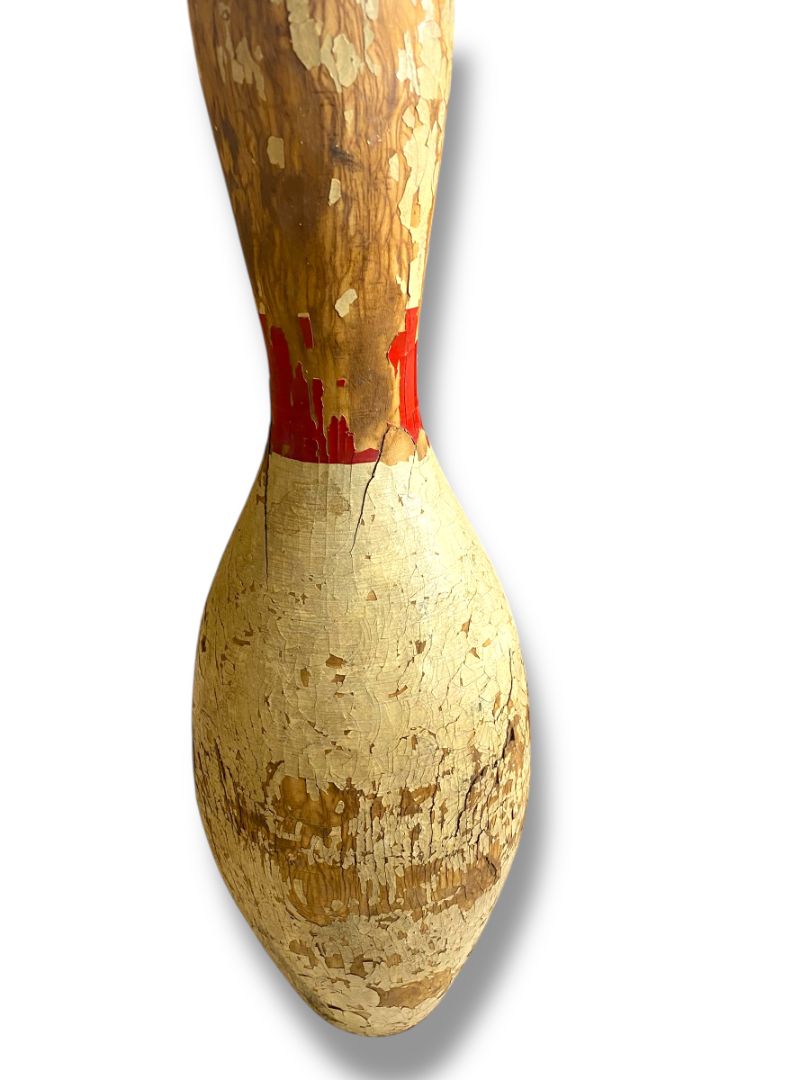 1950s Bowling Pin 15.5" Turned Wood Chippy Sports Room Decor