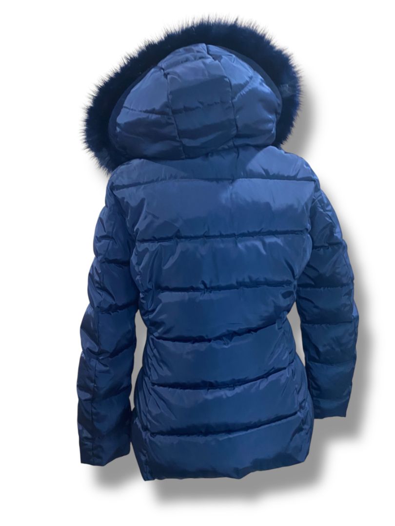 Small Tommy Hilfiger Womens Navy Blue Puffer Coat Removable Hood