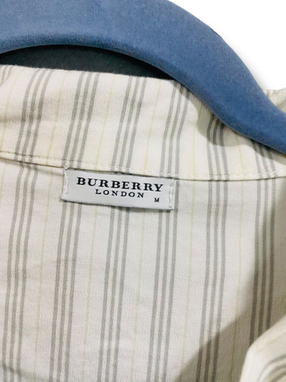 Size Medium Burberry Mens Pajama Set Gray White Stripe Shirt Pants
