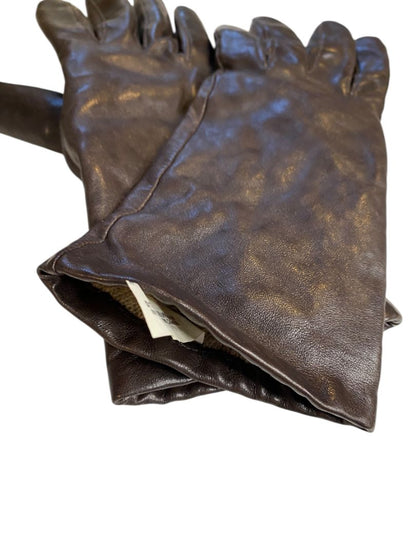 Size 7.5 Isotoner Vintage Womens Brown Leather Cashmere Lined Gloves