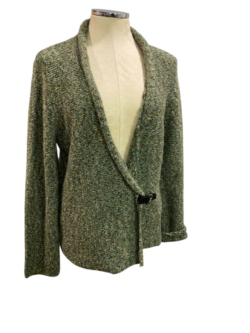 Size PXL Preswick & Moore Petite Sage Green Womens Buckle Cardigan Sweater