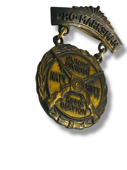 Vintage NRA Pro-Marksman Junior Division Badge Pin Medal 1.75"