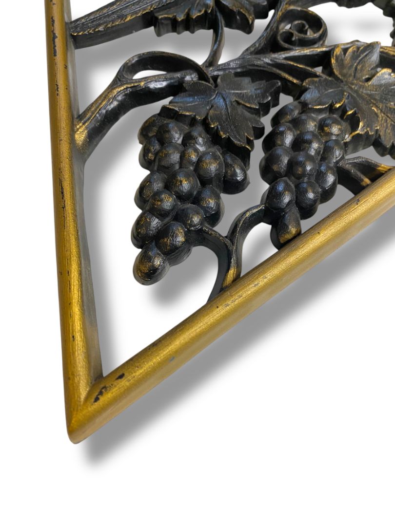 1970s Burwood Homco Wall Plaque Bird Grapes Diamond 16.75"h x 10.25"