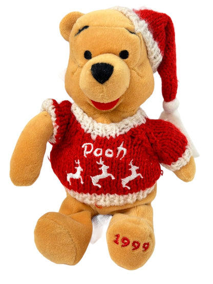 Disney Winnie the Pooh Winter Sweater Mini Bean Bag 8" Plush 1999 With Tags