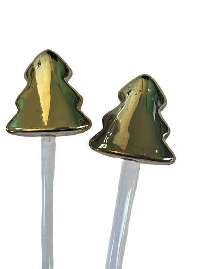 8 Plastic Gold Christmas Tree Acrylic Swizzle Sticks